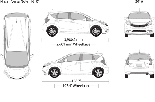 2016 Nissan Versa Note Vector Wrap Template - GravBase