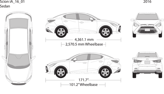 2016 Scion Ia vector wrap template, Design-Ready PDF - GravBase