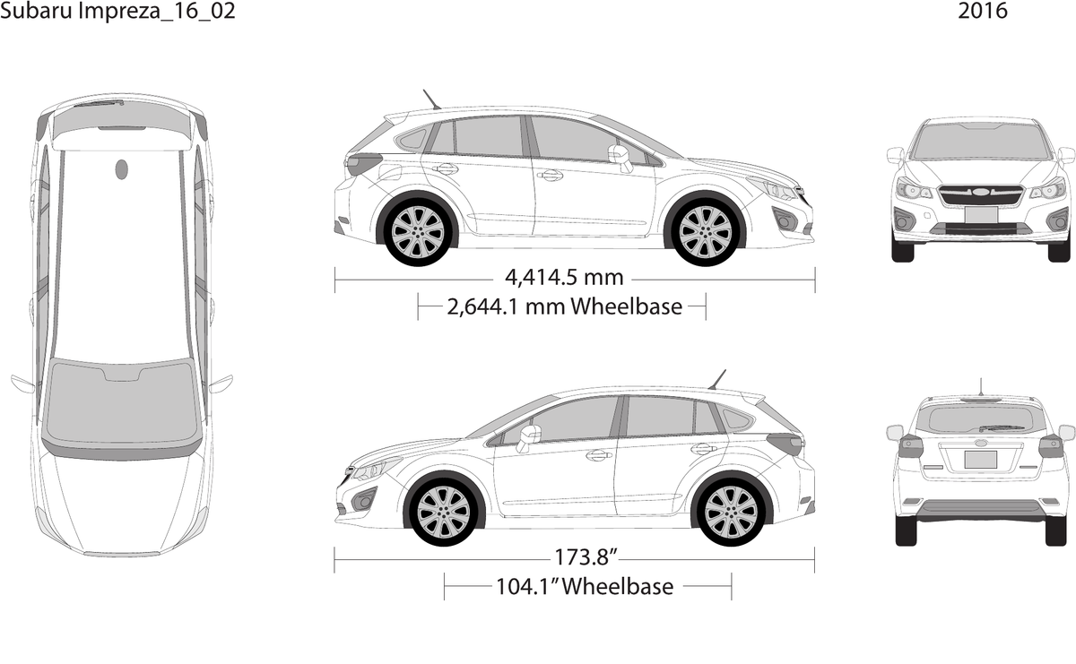 2016 Subaru Impreza vector wrap template, Design-Ready PDF - GravBase