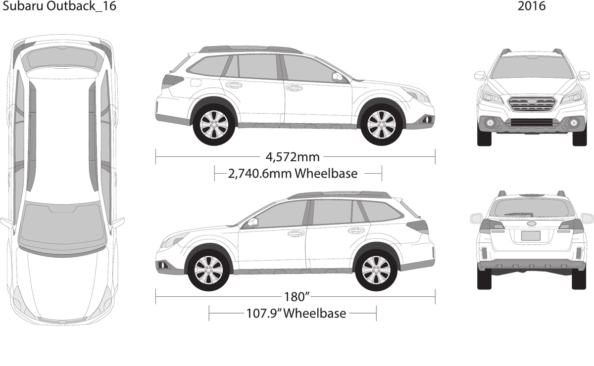 2016 Subaru Outback vector wrap template, Design-Ready PDF - GravBase