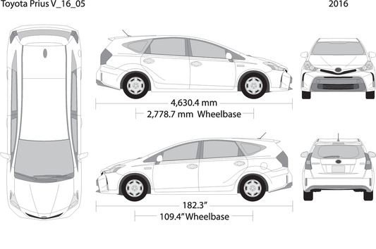 2016 Toyota Prius V05 Vehicle Wrap Template