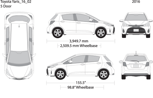 2016 Toyota Yaris V02 Vehicle Wrap Template