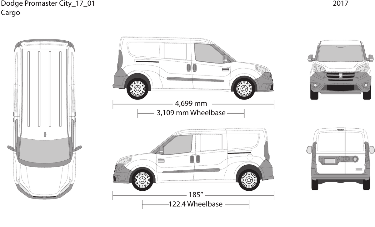 2017 Dodge Promaster City vector wrap template V01, Design-Ready PDF - GravBase