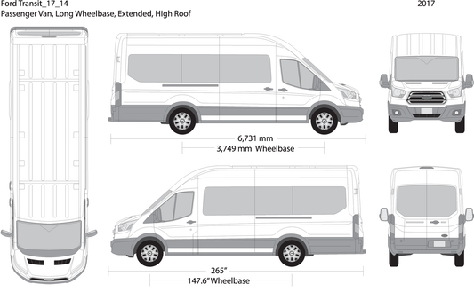 2017 Ford Transit Sliding Door V14 Vehicle Wrap Template