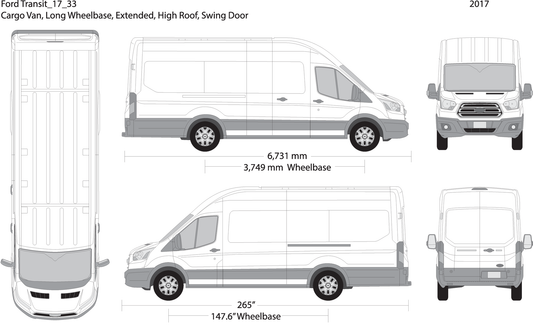 2017 Ford Transit Swing Door V33 Vehicle Wrap Template
