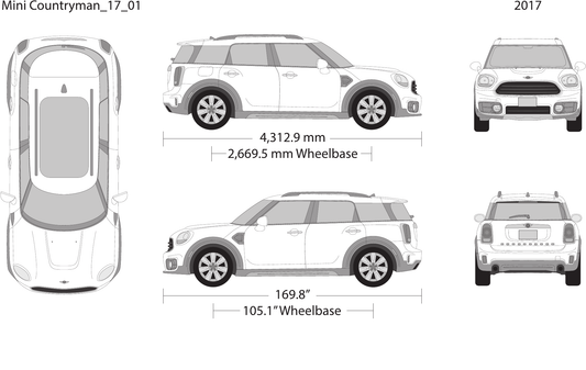 2017 Mini Cooper Mini Countryman vector wrap template, Design-Ready PDF - GravBase