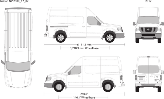 2017 Nissan NV Cargo 2500 Vector Wrap Template - GravBase