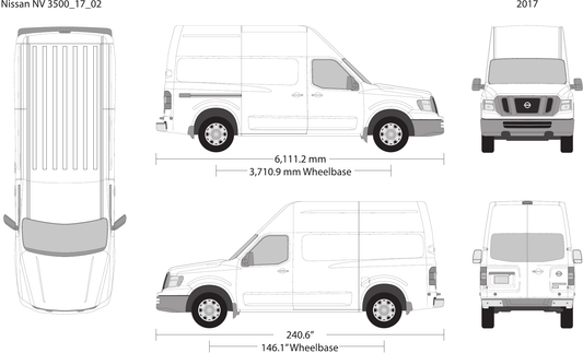 2017 Nissan NV Cargo 3500 vector wrap template V02, Design-Ready PDF - GravBase