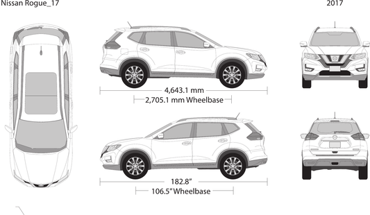 2017 Nissan Rogue vector wrap template, Design-Ready PDF - GravBase