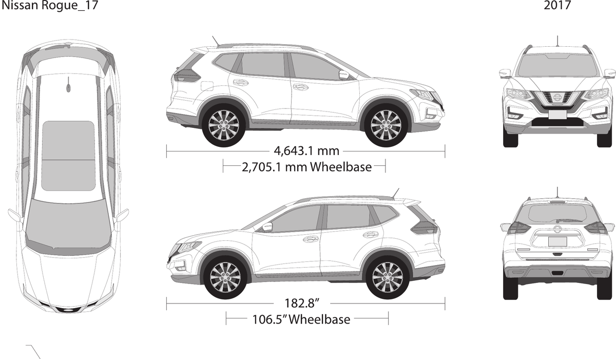 2017 Nissan Rogue vector wrap template, Design-Ready PDF - GravBase