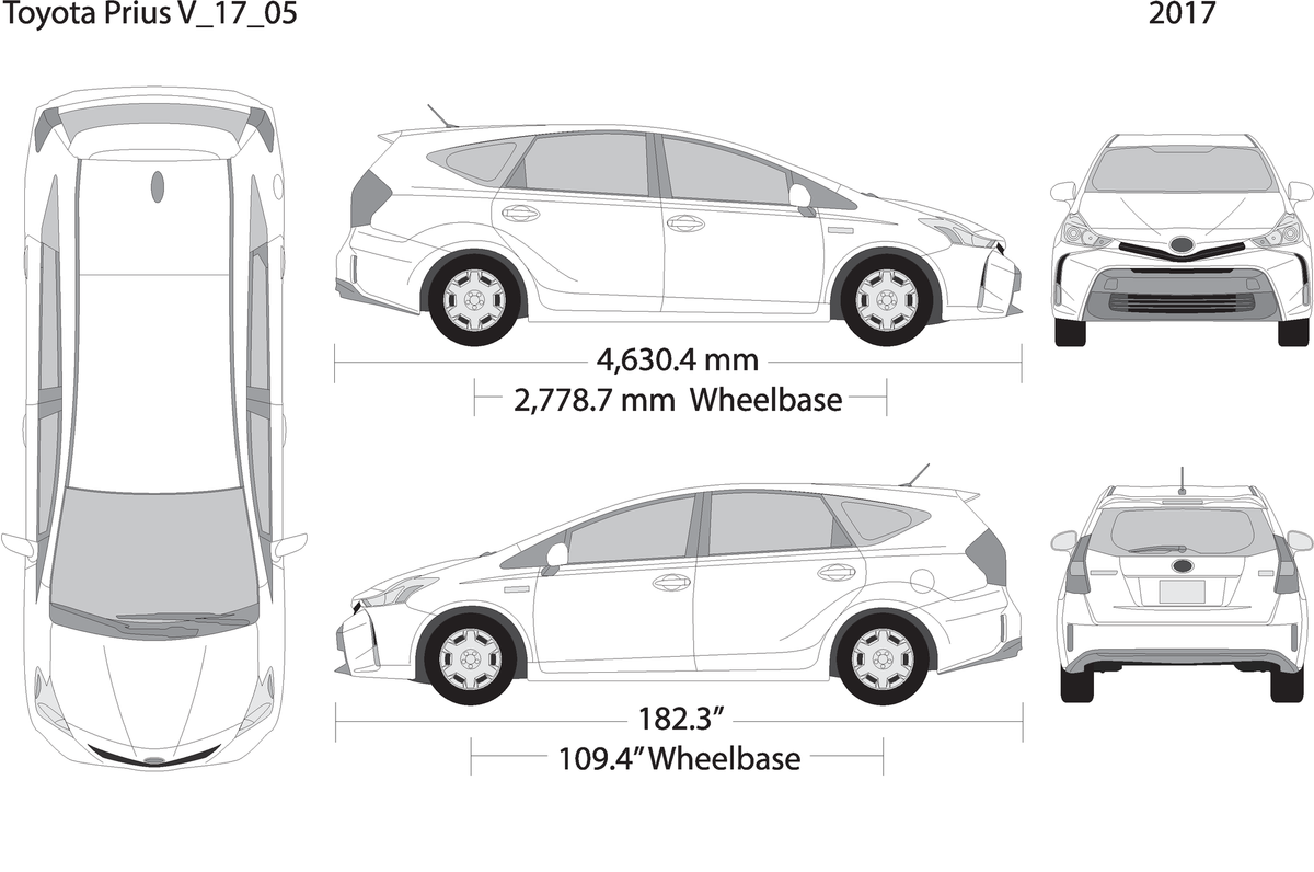 2017 Toyota Prius V05 Vehicle Wrap Template