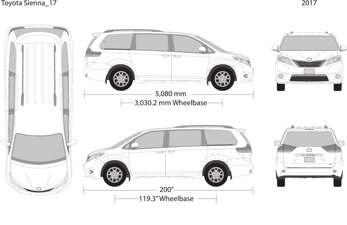 2017 Toyota Sienna vector wrap template, Design-Ready PDF - GravBase