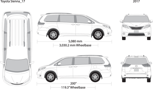 2017 Toyota Sienna V17 Vehicle Wrap Template