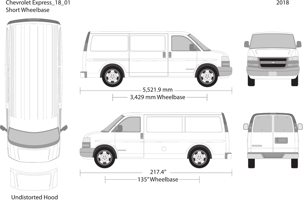 2018 Chevy Express vector wrap template V01, Design-Ready PDF - GravBase