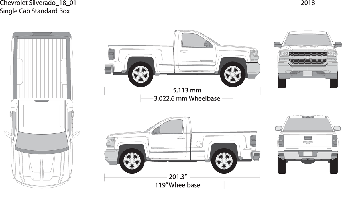 2018 Chevy Silverado 1500 V01 Vehicle Wrap Template