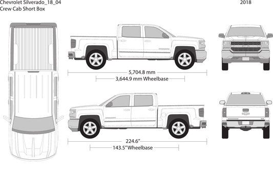 2018 Chevy Silverado 1500 vector wrap template V04, Design-Ready PDF - GravBase