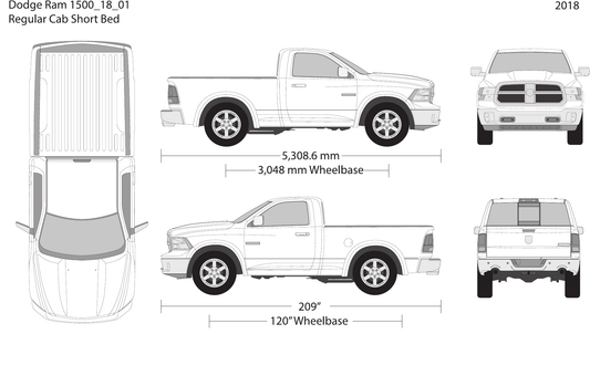 2018 Dodge Ram 1500 vector wrap template V01, Design-Ready PDF - GravBase
