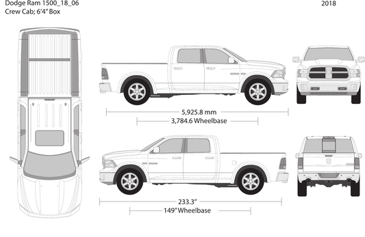 2018 Dodge Ram 1500 vector wrap template V06, Design-Ready PDF - GravBase