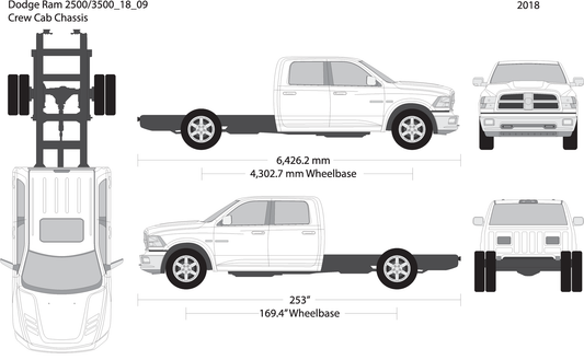 2018 Dodge Ram 2500 3500 V09 Vehicle Wrap Template