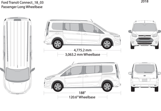2018 Ford Transit Connect V03 Vehicle Wrap Template