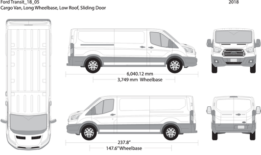 2018 Ford Transit Sliding Door V05 Vehicle Wrap Template