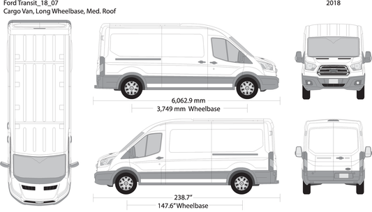 2018 Ford Transit Sliding Door V07 Vehicle Wrap Template