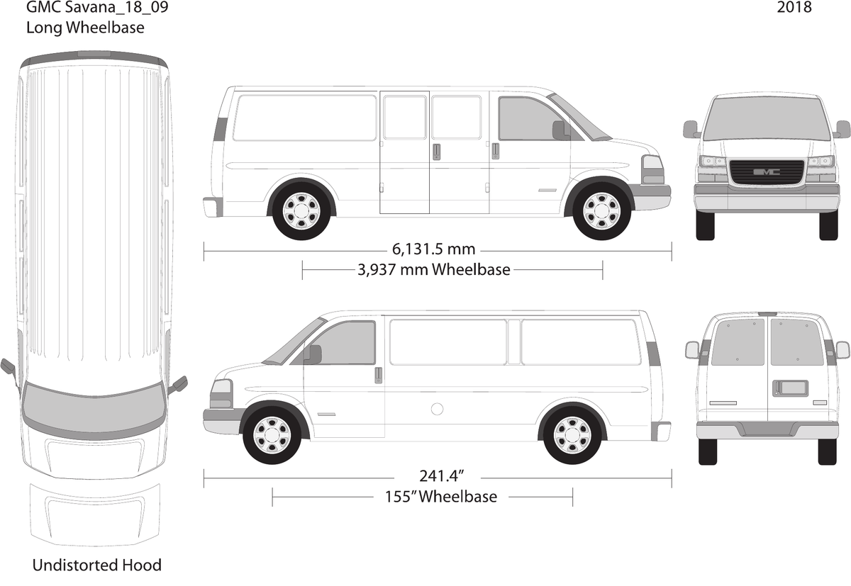 2018 GMC Savana vector wrap template V09, Design-Ready PDF - GravBase