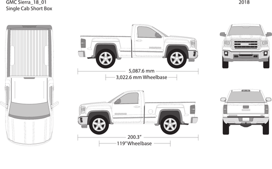 2018 GMC Sierra 1500 vector wrap template V01, Design-Ready PDF - GravBase
