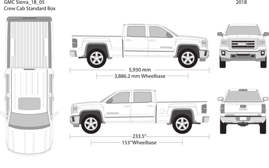 2018 GMC Sierra 1500 vector wrap template V05, Design-Ready PDF - GravBase