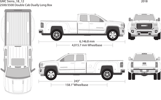 2018 GMC Sierra 2500-3500 HD vector wrap template V12, Design-Ready PDF - GravBase