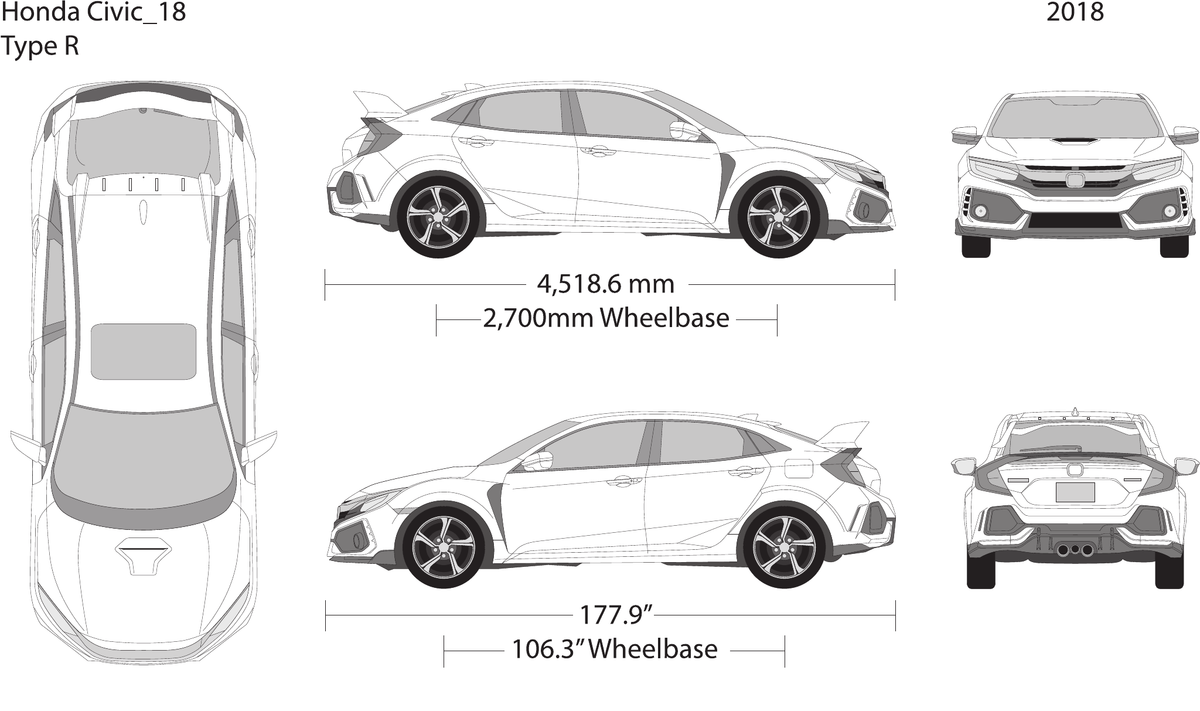 2018 Honda Civic Hatchback vector wrap template, Design-Ready PDF - GravBase