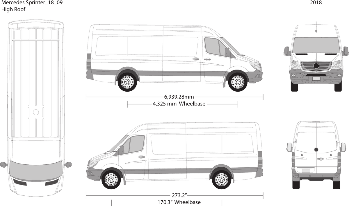 2018 Mercedes Sprinter vector wrap template V09, Design-Ready PDF - GravBase
