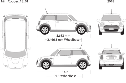 2018 Mini Cooper Mini Hardtop vector wrap template V01, Design-Ready PDF - GravBase