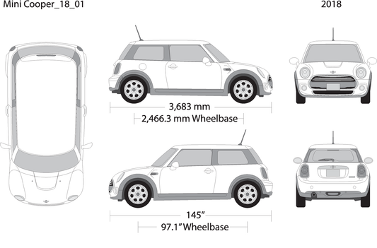 2018 Mini Cooper Mini Hardtop V01 Vehicle Wrap Template
