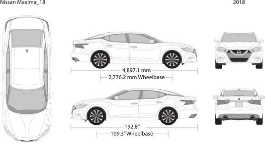 2018 Nissan Maxima vector wrap template, Design-Ready PDF - GravBase