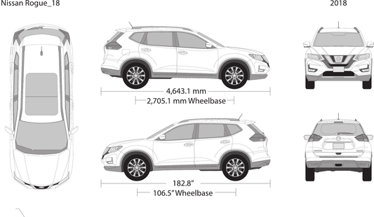 2018 Nissan Rogue vector wrap template, Design-Ready PDF - GravBase