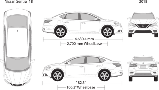2018 Nissan Sentra vector wrap template, Design-Ready PDF - GravBase