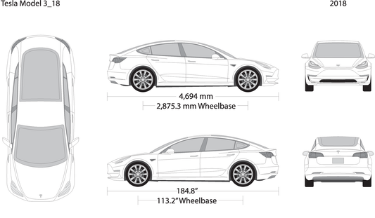 2018 Tesla Model 3 V18 Vehicle Wrap Template