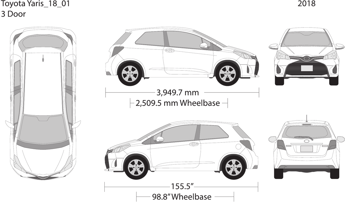 2018 Toyota Yaris vector wrap template V01, Design-Ready PDF - GravBase