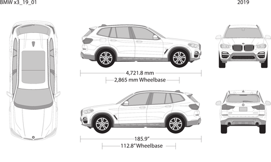 2019 BMW X3 vector wrap template, Design-Ready PDF - GravBase
