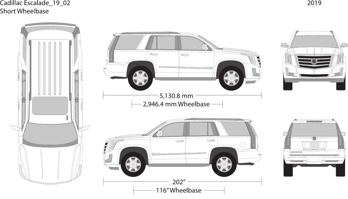 2019 Cadillac Escalade Vector Wrap Template - GravBase