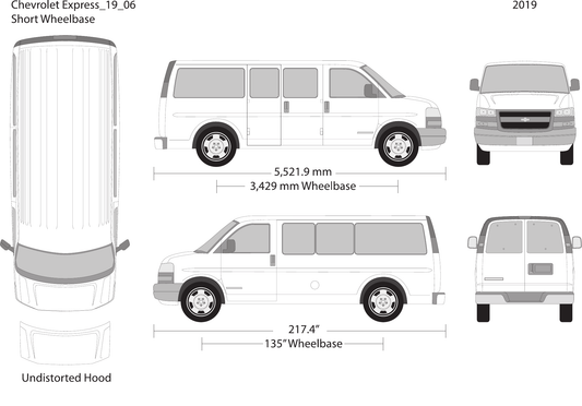 2019 Chevy Express vector wrap template V06, Design-Ready PDF - GravBase