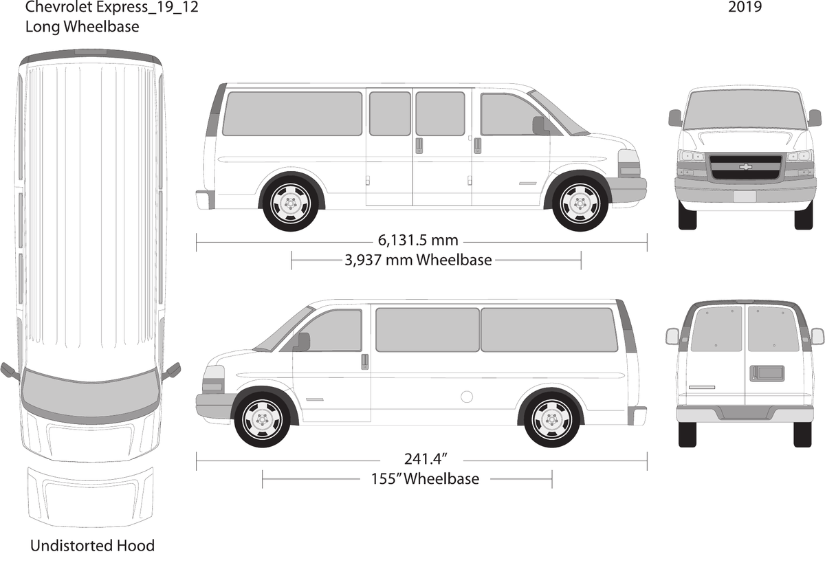 2019 Chevy Express vector wrap template V12, Design-Ready PDF - GravBase