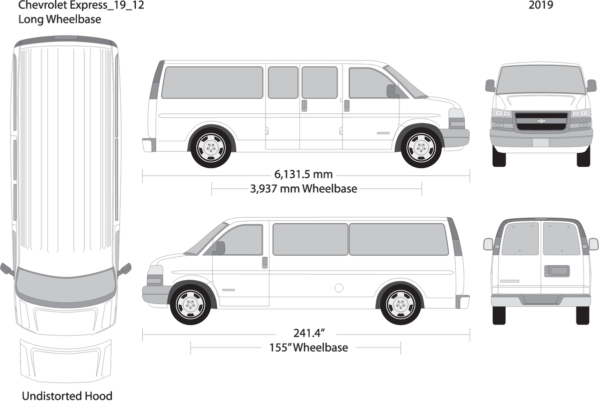 2019 Chevy Express V12 Vehicle Wrap Template
