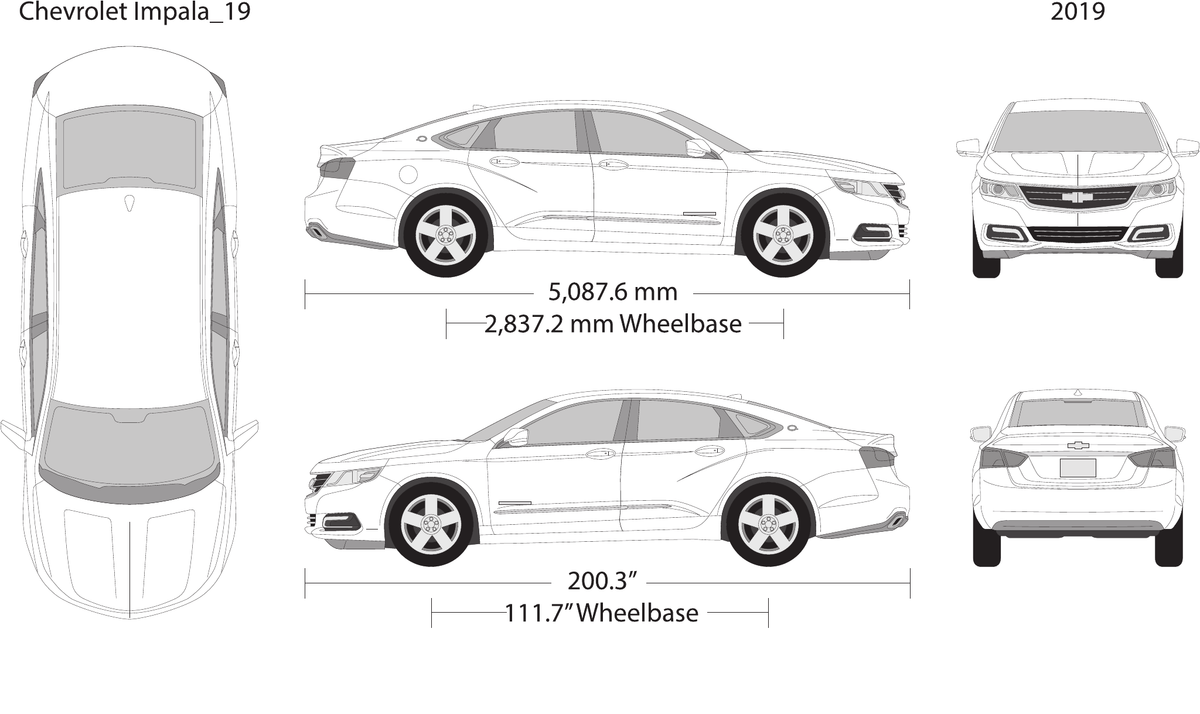 2019 Chevy Impala vector wrap template, Design-Ready PDF - GravBase