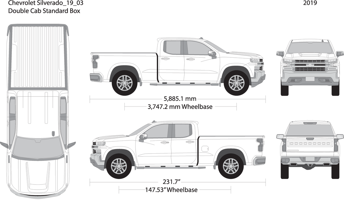 2019 Chevy Silverado 1500 V03 Vehicle Wrap Template