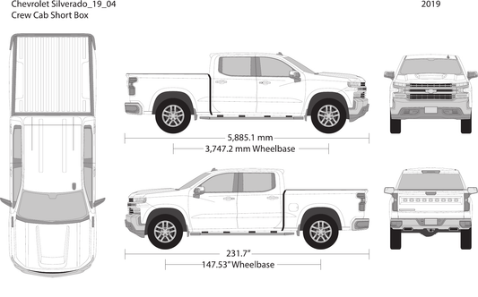 2019 Chevy Silverado 1500 Vector Wrap Template - GravBase