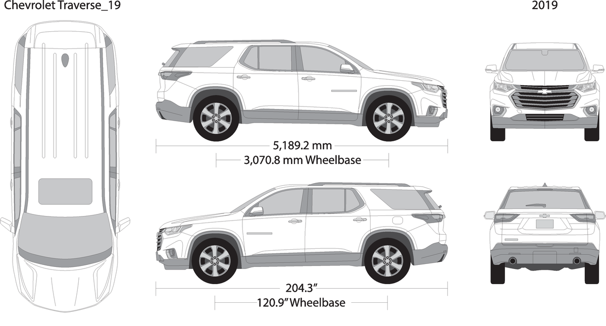 2019 Chevy Traverse V19 Vehicle Wrap Template