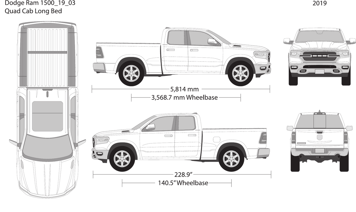 2019 Dodge Ram 1500 vector wrap template V03, Design-Ready PDF - GravBase