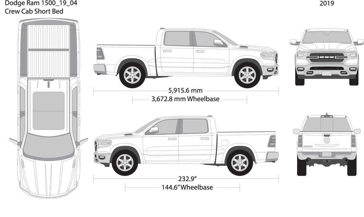 2019 Dodge Ram 1500 V04 Vehicle Wrap Template